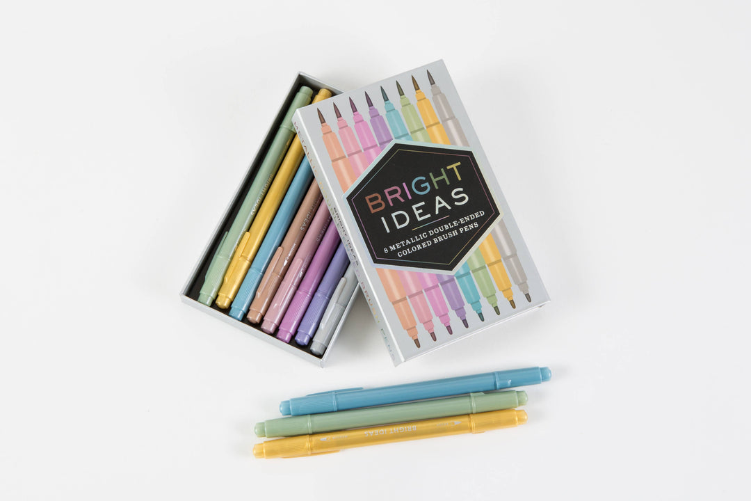 Chronicle Books - Bright Ideas Metallic Double-Ended Colored Brush Pens