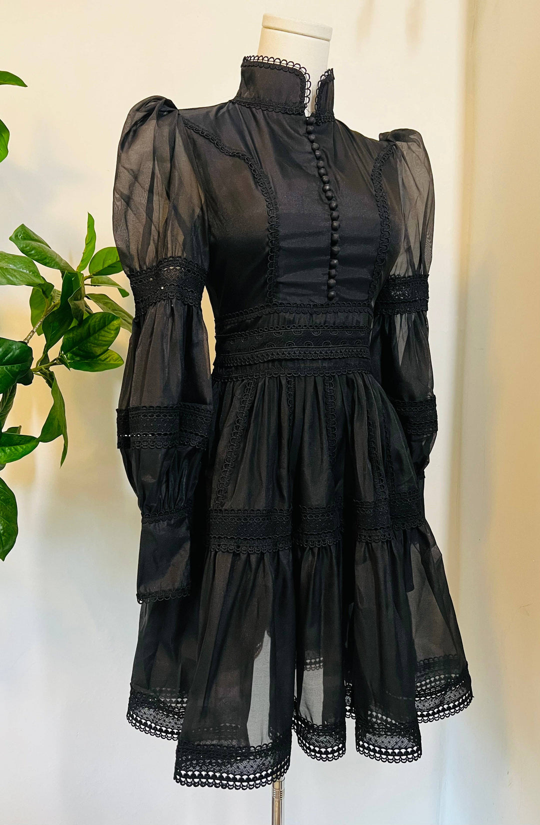 Morgana Dress, Romantic Victorian Inspired Party Dress - BLACK
