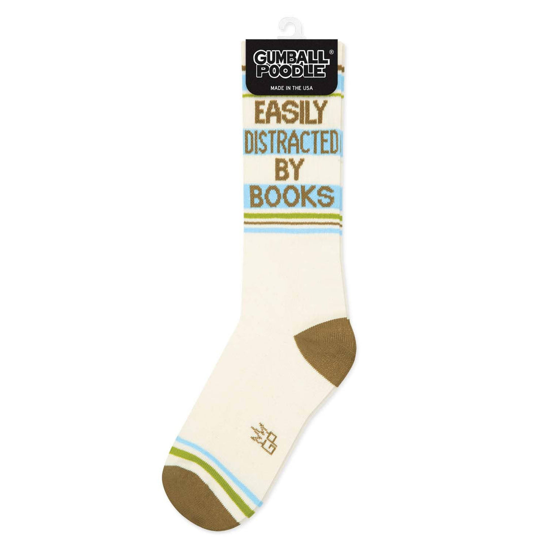 Gumball Poodle - Easily Distracted By Books Gym Crew Socks
