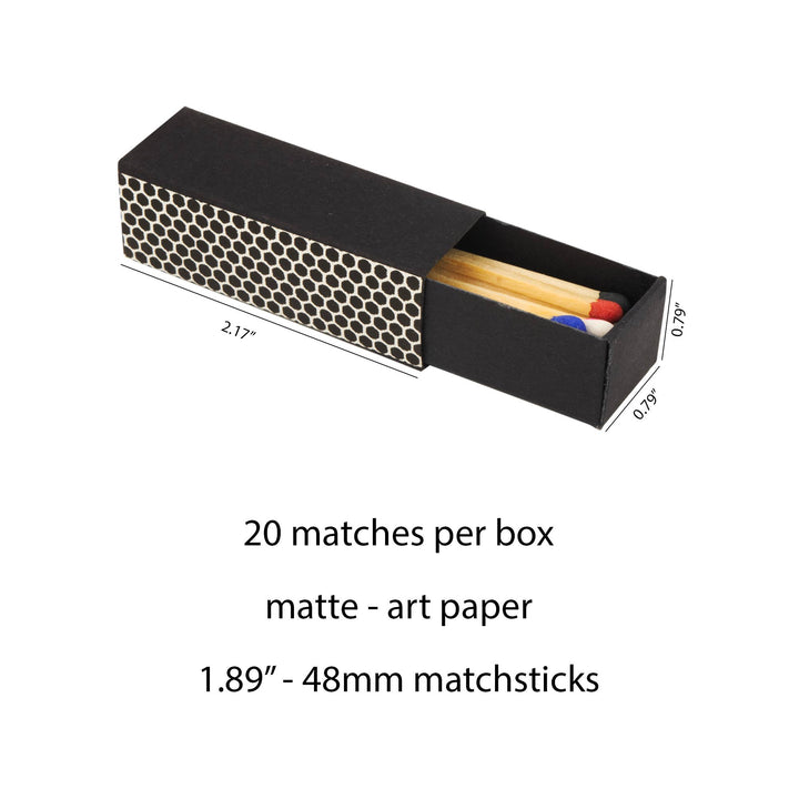 2" Inch Matchboxes - Matchsticks - Matches - Colorful: Black / White Matchbox