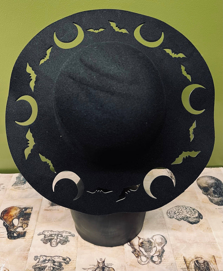 Witchwood Bags - Bat Moon CUT OUT Floppy Felt Hat