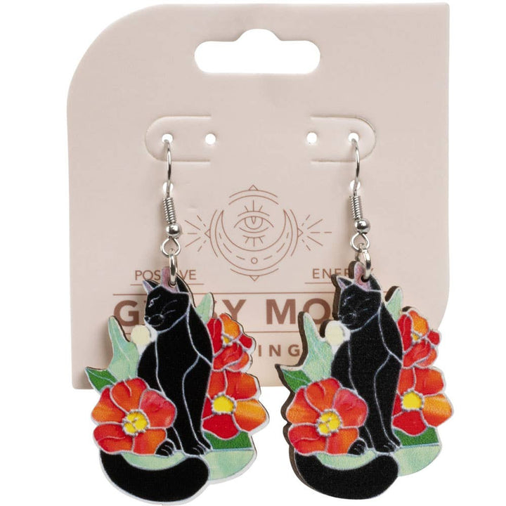Benjamin International - WOOD CAT SITTING W/FLOWERS EAR