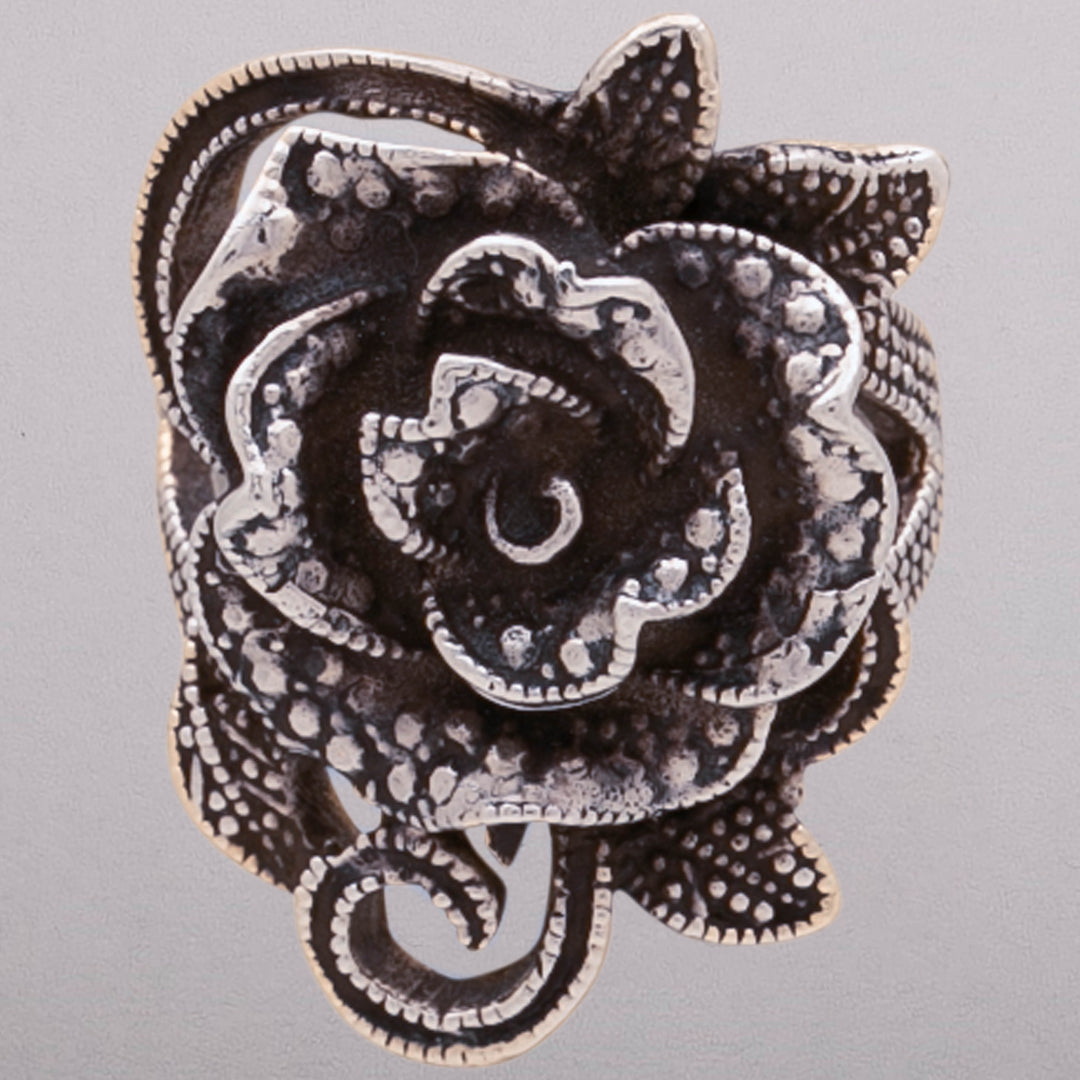 Sterling Silver Rose Ring - Size 6.5