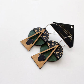 OTTI - Architectural Lightweight Leather + Birch earrings