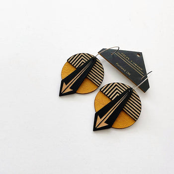 OTTI - Architectural Lightweight Leather + Birch earrings