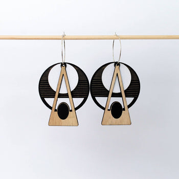 OTTI - Architectural Lightweight Leather + Birch earrings