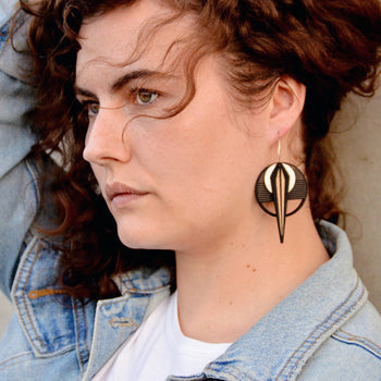 OTTI - Architectural Lightweight Leather + Birch earrings