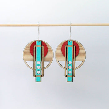 OTTI - Architectural Lightweight Leather + Birch earrings