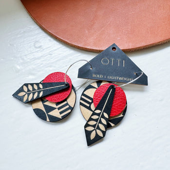 OTTI - Architectural Lightweight Leather + Birch earrings