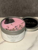 The Dark Moon Apothecary - High Vibrations 8oz Soy candle with Rainbow Fluorite Crystals and Lavender Buds
