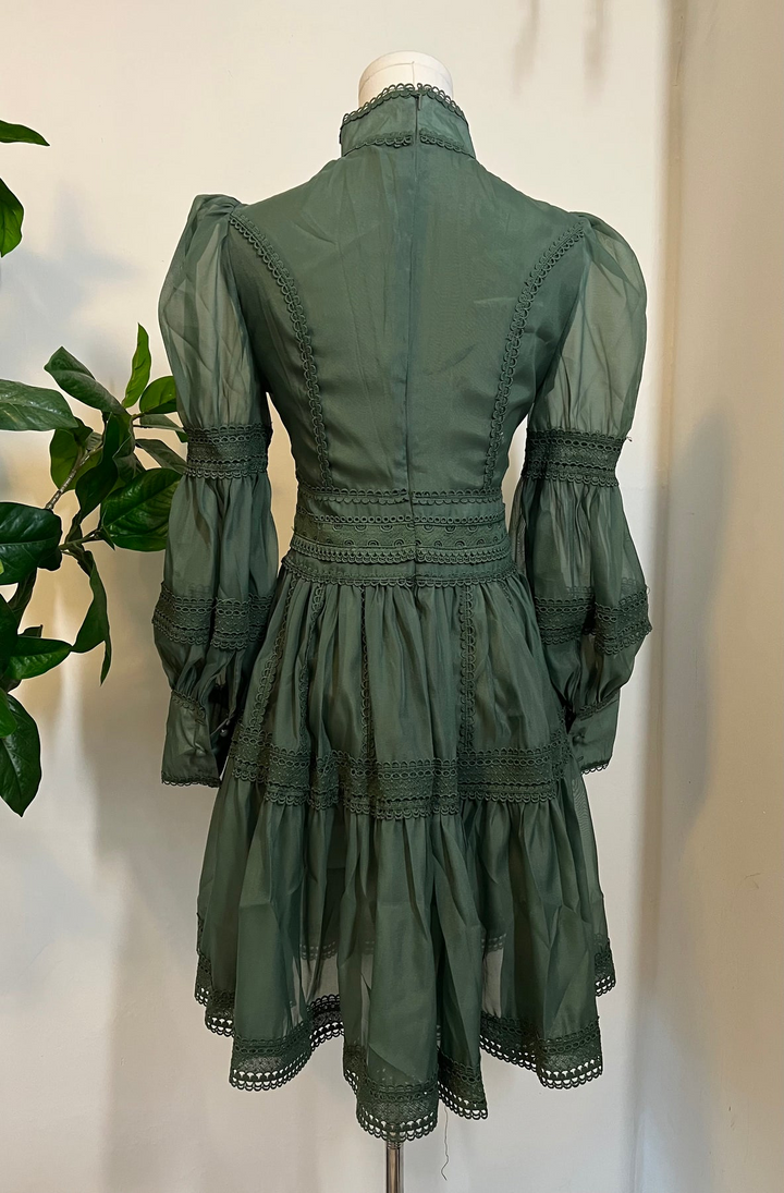 Morgana Dress, Romantic Victorian Inspired Party Dress - SAGE