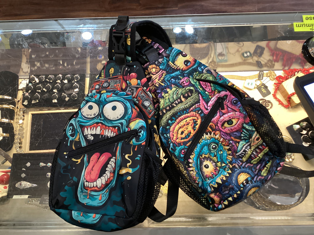 Monster Face Crossbody Rave Travel Bag Backpack