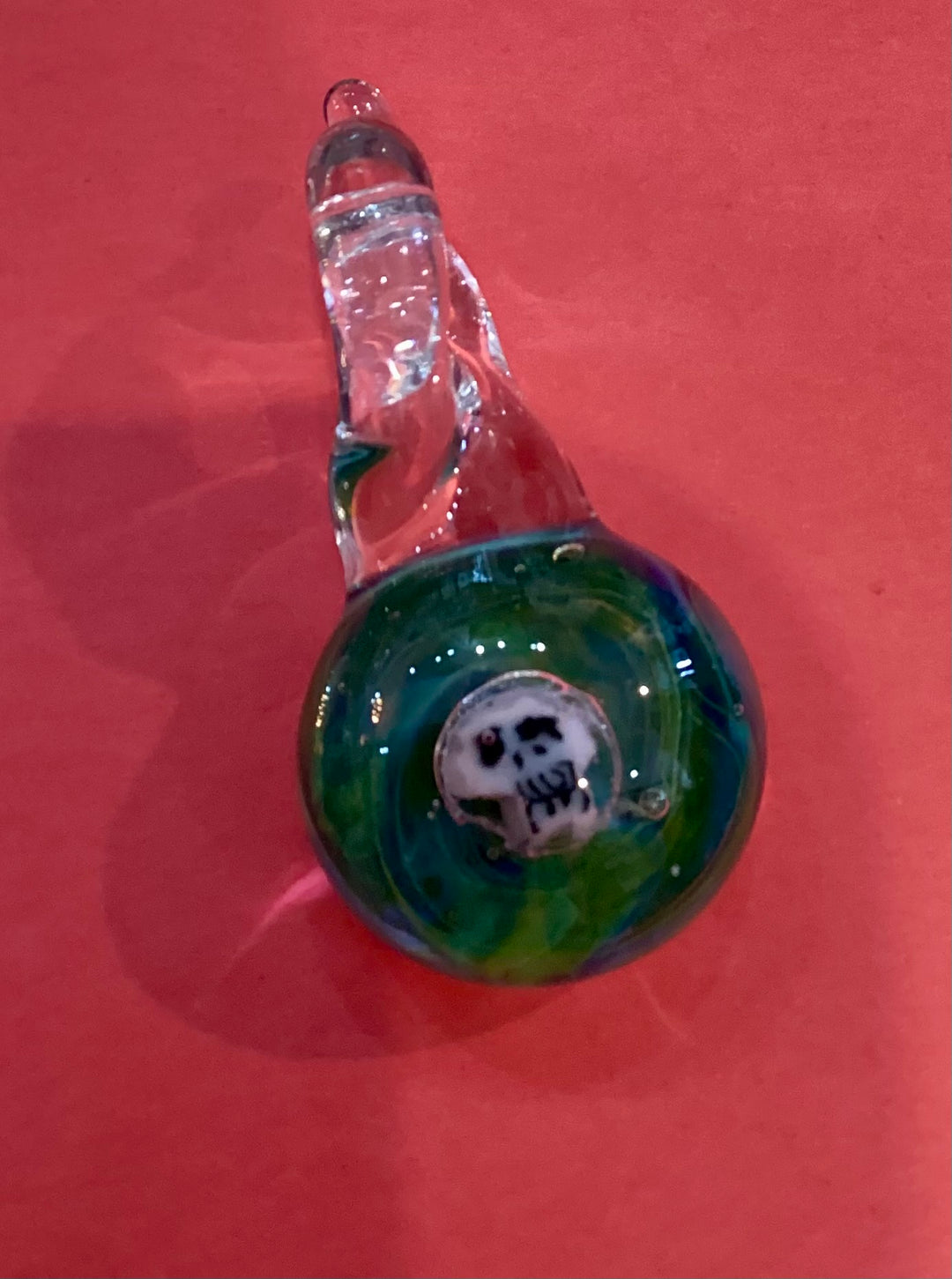 Small Glass Pendant with Skull Motif