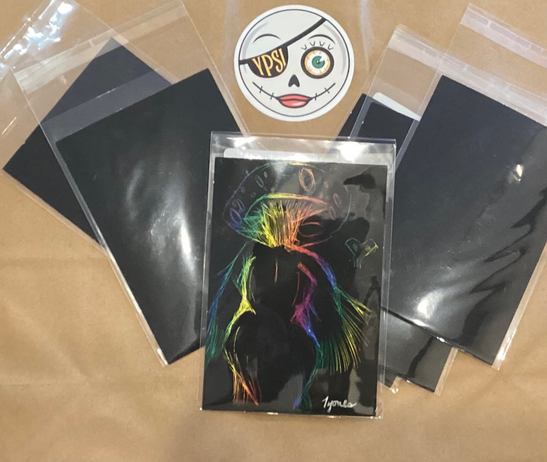 Post Card with Black Magic Scratch Rainbow Front