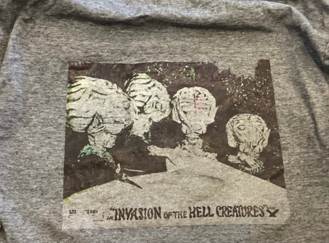 “Invasion of the Hell Creatures” Slate Blue Short Sleeve T Shirt-Scott