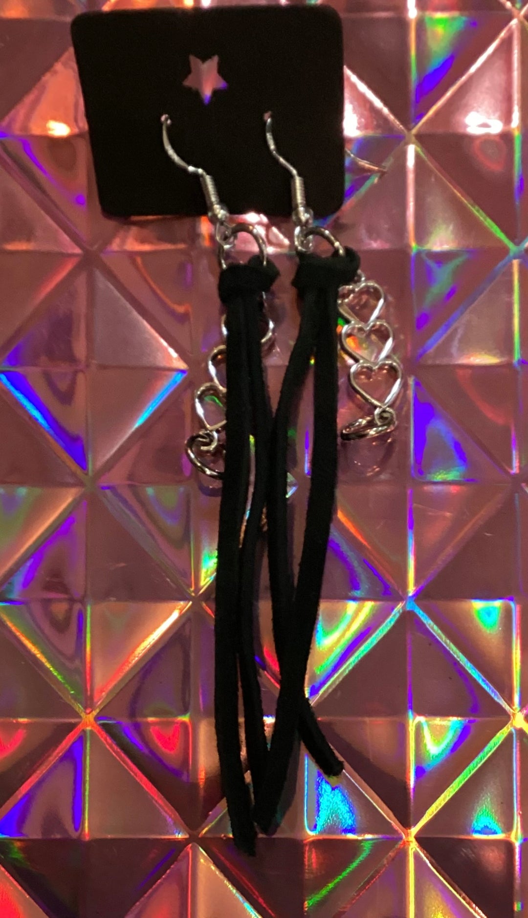 Bleeding Heart| Broken Heart| Heart Breaker| Edgy Heart &amp; Leather Tassel Drop Earrings