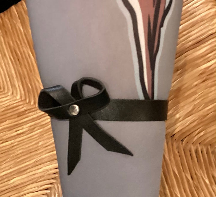 Black Vegetarian Leather Anklet with Bow Detail