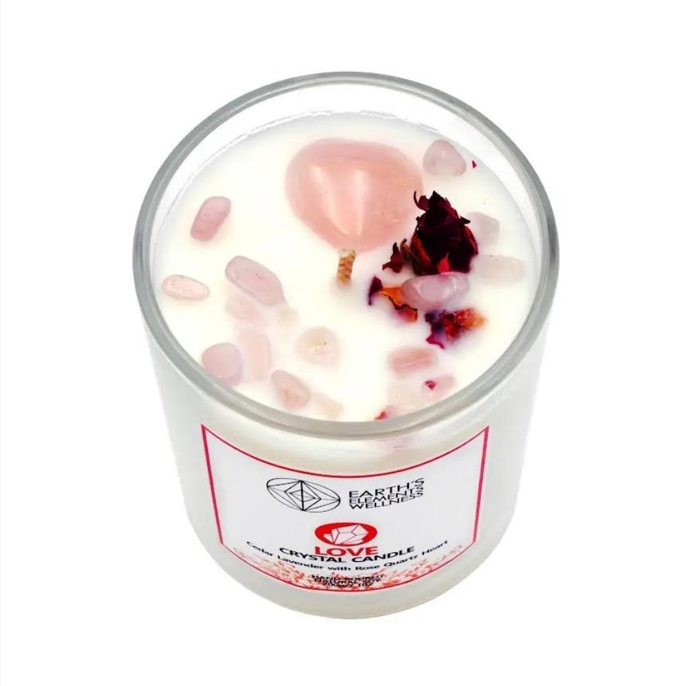 Love Crystal Candle- Honeysuckle with Rose Quartz Heart