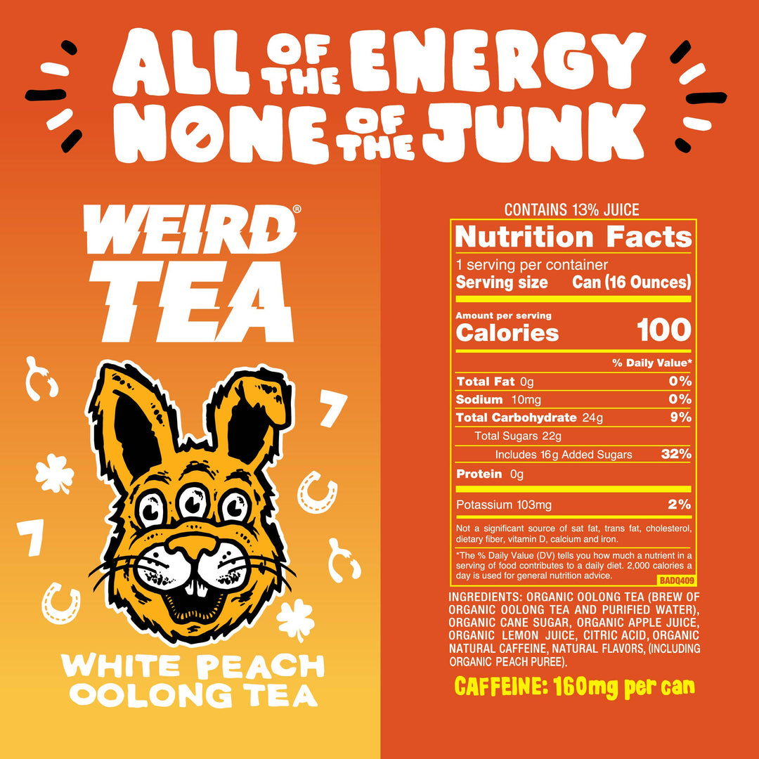 Weird Beverages - Organic White Peach Oolong Iced Tea 16oz Can