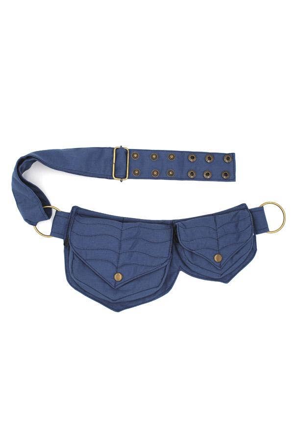 Lakhays Collection Inc. - Cotton two Leaf Pocket Waist Belt: Black / One Size