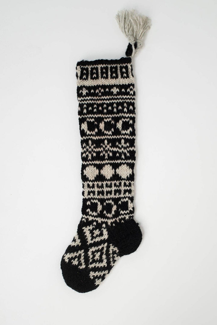 Lakhays Collection Inc. - Pure Wool Handcrafted Celestial Hand Knit Felt Home Stocking: Moon Cycle / One Size