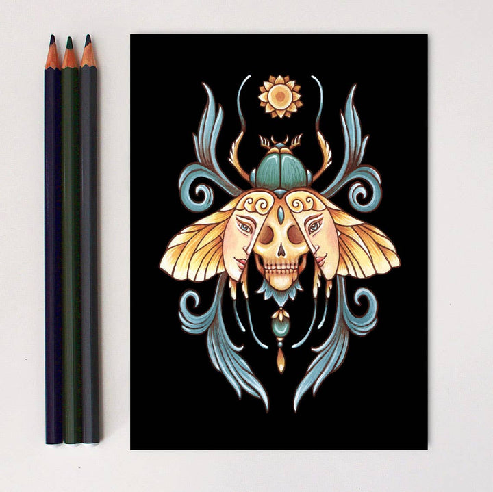 Faina Lorah - Scarab Beetle Art Print Fall Decor: 8x10