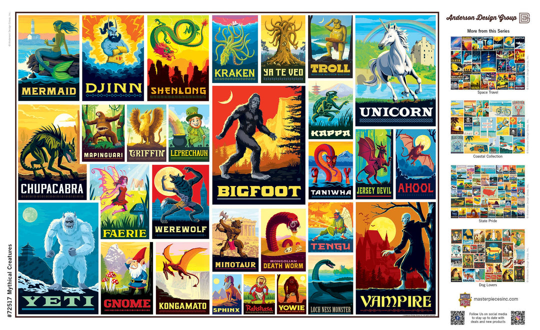MasterPieces Puzzles - Vintage Posters - Mythical Creatures 1000 Piece Jigsaw Puzzle