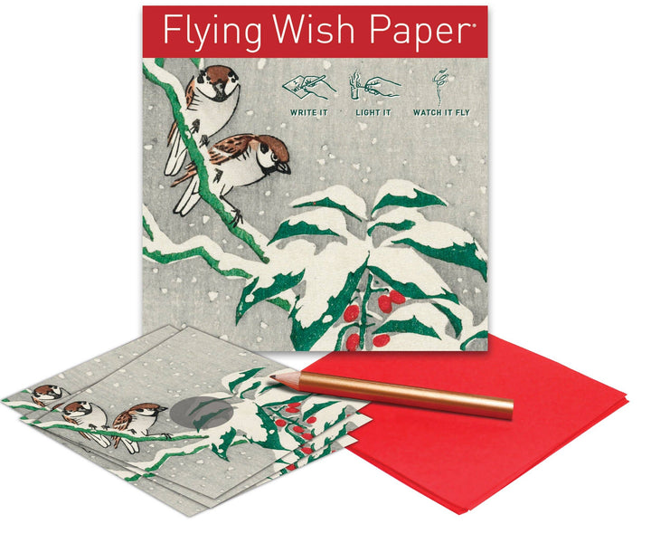 FLYING WISH PAPER - SNOWBIRDS / Mini kit w 15 Wishes + accessories (Christmas)