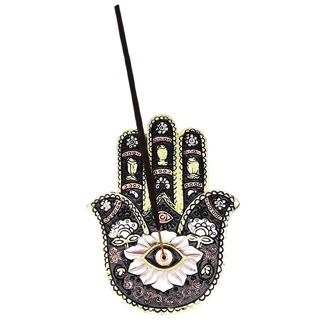 Fantasy Gifts - Rose Gold/Gold/Black Hamsa Hand Flat Incense Burner