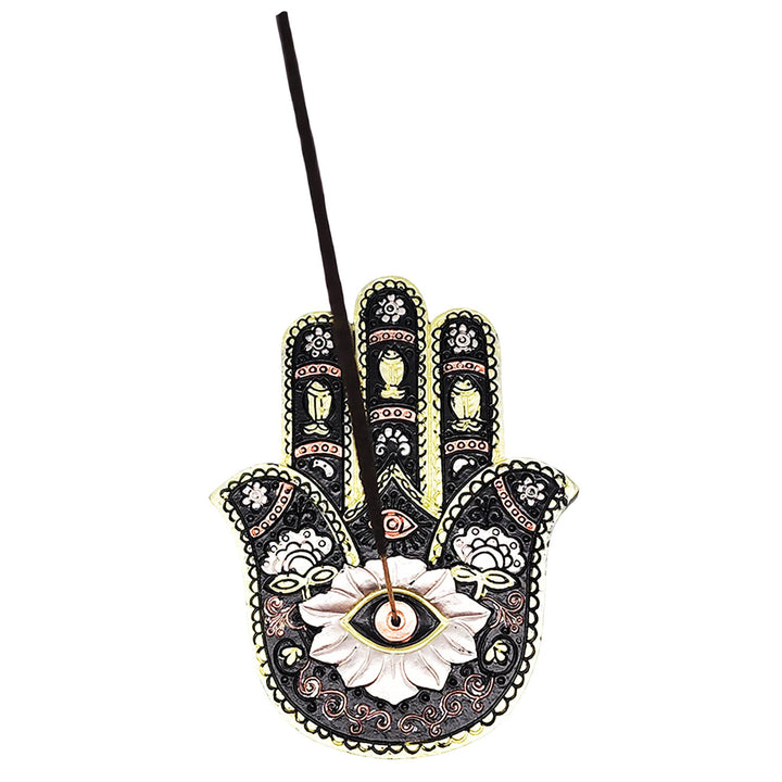 Fantasy Gifts - Rose Gold/Gold/Black Hamsa Hand Flat Incense Burner