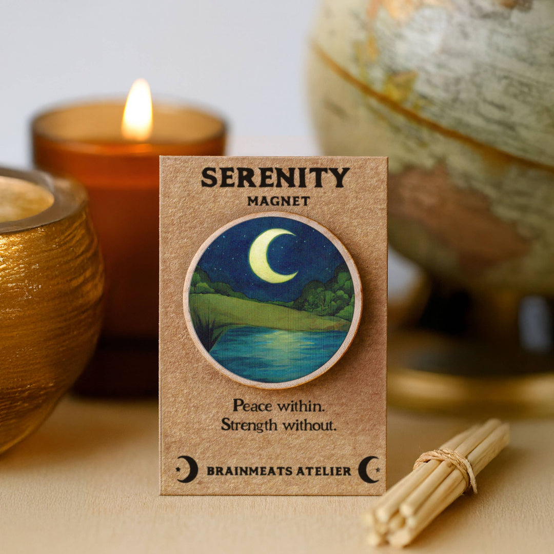 Brainmeats Atelier - Serenity Magnet – Crescent Moon Token for Inner Peace