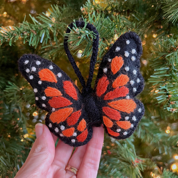 Ornaments 4 Orphans - Monarch Butterfly Embroidered Wool Christmas Ornament