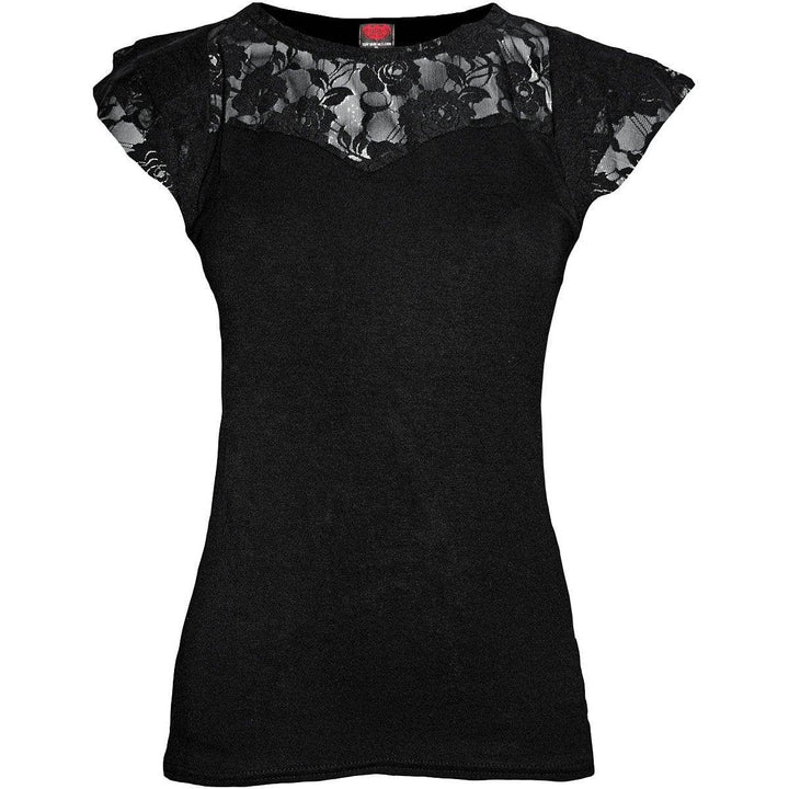 Spiral - Black Lace Short-Sleeved Top