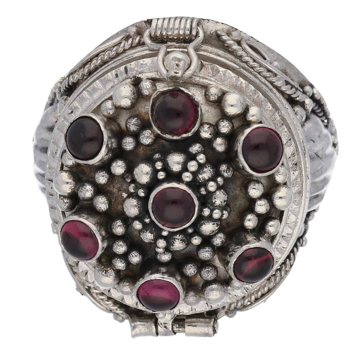 Silver Insanity - Large Sterling Silver Mystic Garnet Poison Ring Locket Box