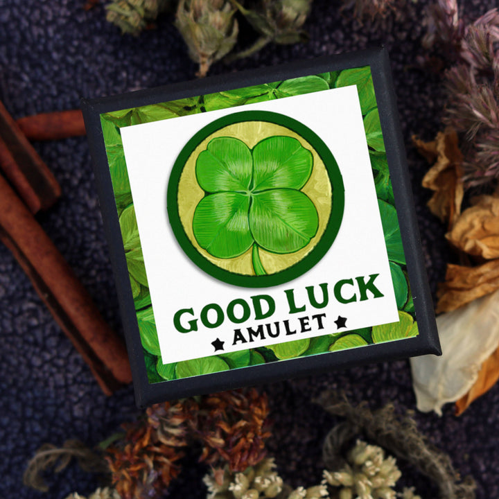 Brainmeats Atelier - Good Luck Amulet – Fortune &amp; Joy Talisman Necklace w/ Clover