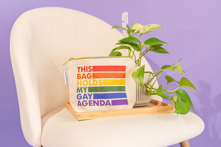 SHEWOLF Designs - My Gay Agenda Pride Pouch | LGBTQ+ Rainbow Makeup Bag