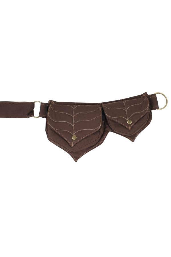 Lakhays Collection Inc. - Cotton two Leaf Pocket Waist Belt: Black / One Size