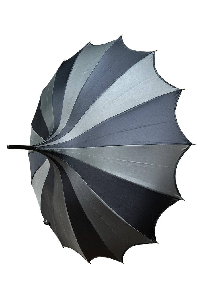 vampirefreaks - Batwing Pagoda Umbrella [BLACK/GRAY STRIPED]