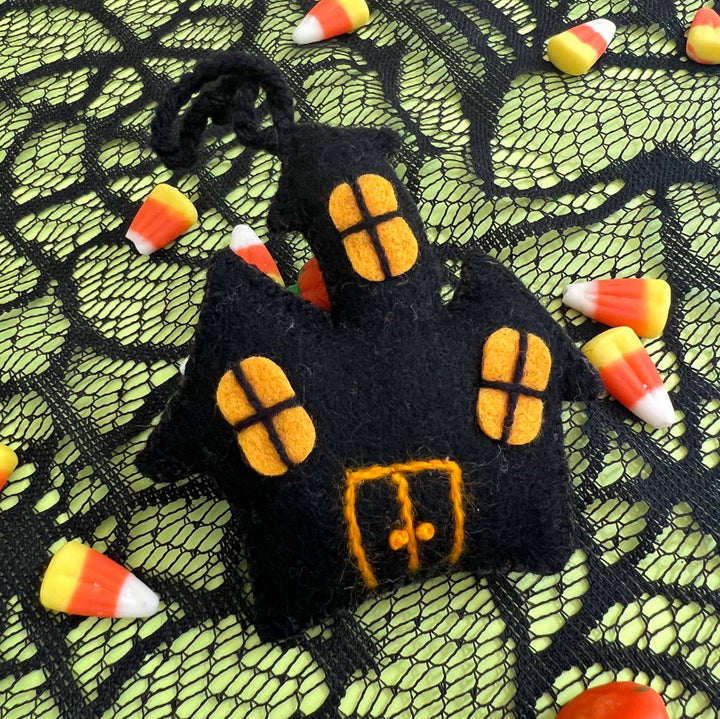 Ornaments 4 Orphans - Haunted House Embroidered Wool Halloween Ornament