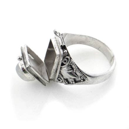 Stinking Rings Silver Insanity - Sterling Silver Medieval Poison Ring with Natural Ge ...