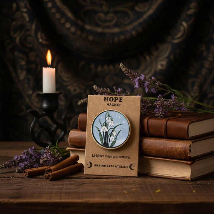 Brainmeats Atelier - Hope Magnet – Snowdrop Flowers “Brighter Days Are Coming”