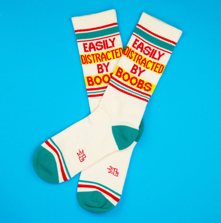 Easily Distracted By Boobs Gym Crew Socks