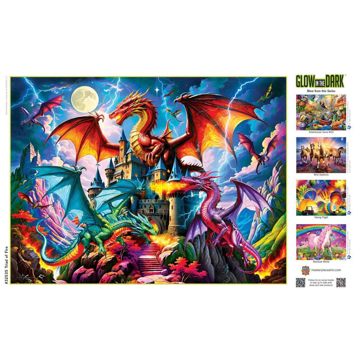 MasterPieces Puzzles - Glow in the Dark - Triad of Fire 300 Piece EZ Grip Jigsaw Puzzle