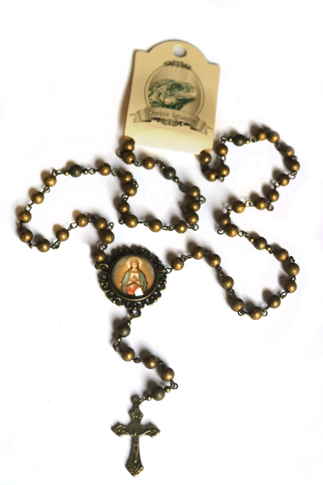 Bronze Glass Beaded Rosary