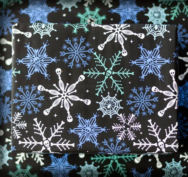 Spooky Cat Press - Skull Snowflake Gift Wrap (8ft Roll)