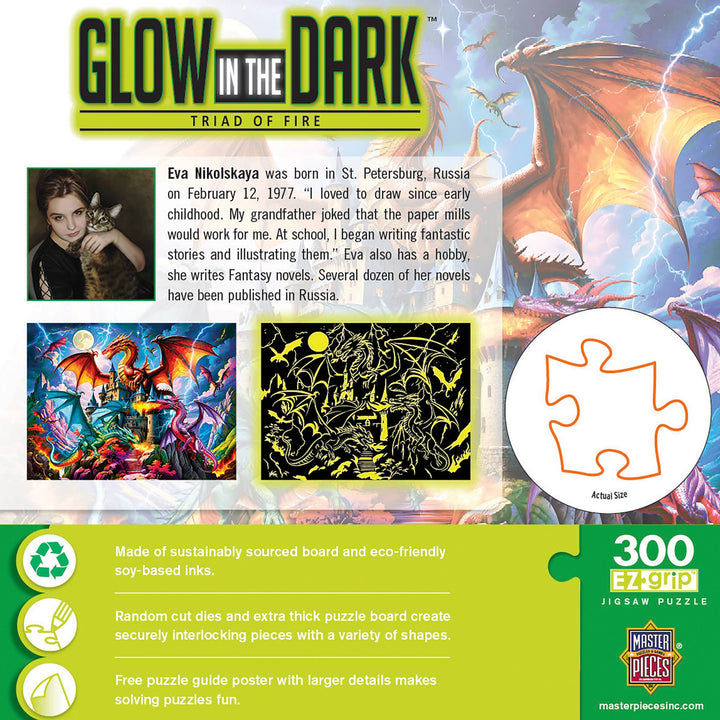 MasterPieces Puzzles - Glow in the Dark - Triad of Fire 300 Piece EZ Grip Jigsaw Puzzle