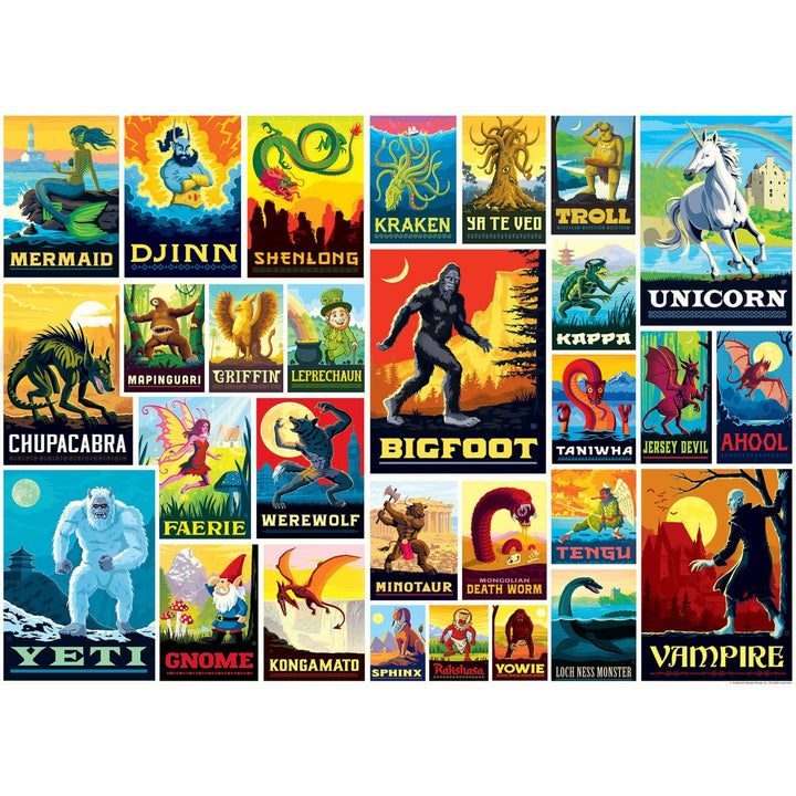 MasterPieces Puzzles - Vintage Posters - Mythical Creatures 1000 Piece Jigsaw Puzzle