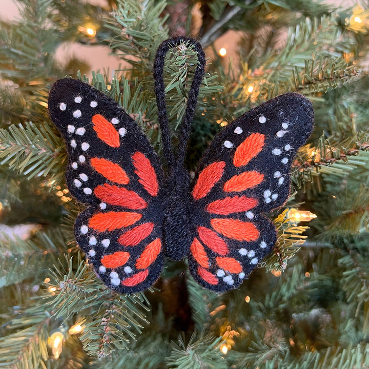 Ornaments 4 Orphans - Monarch Butterfly Embroidered Wool Christmas Ornament