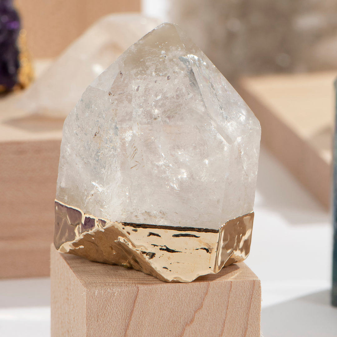 GeoCentral - Gold Gilded Natural Standing Quartz Points