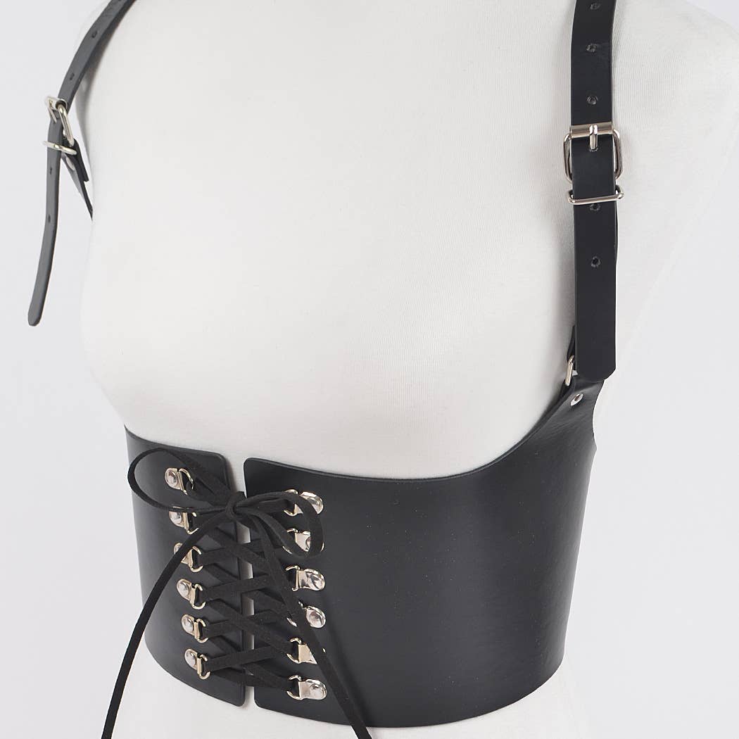 3AM BY H&D ACCESSORIES - Vegan Leather Corset Harness Belt: BK
